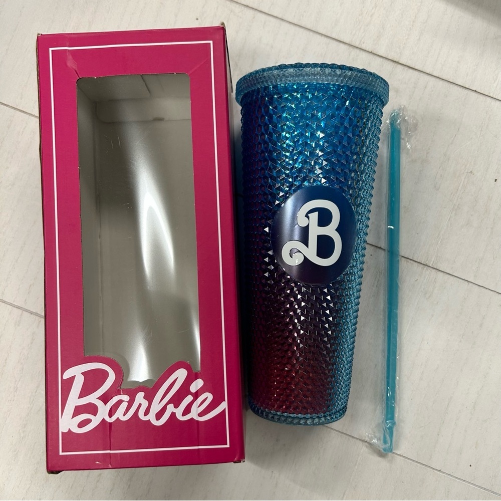 Barbie Studded Tumbler Cup‎ Blue with Pink Ombré NIB